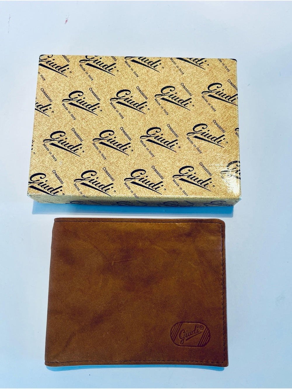 Giudi Genuine Leather Men’s Wallet Brown Made In Italy Bifold Coin Pocket NIB